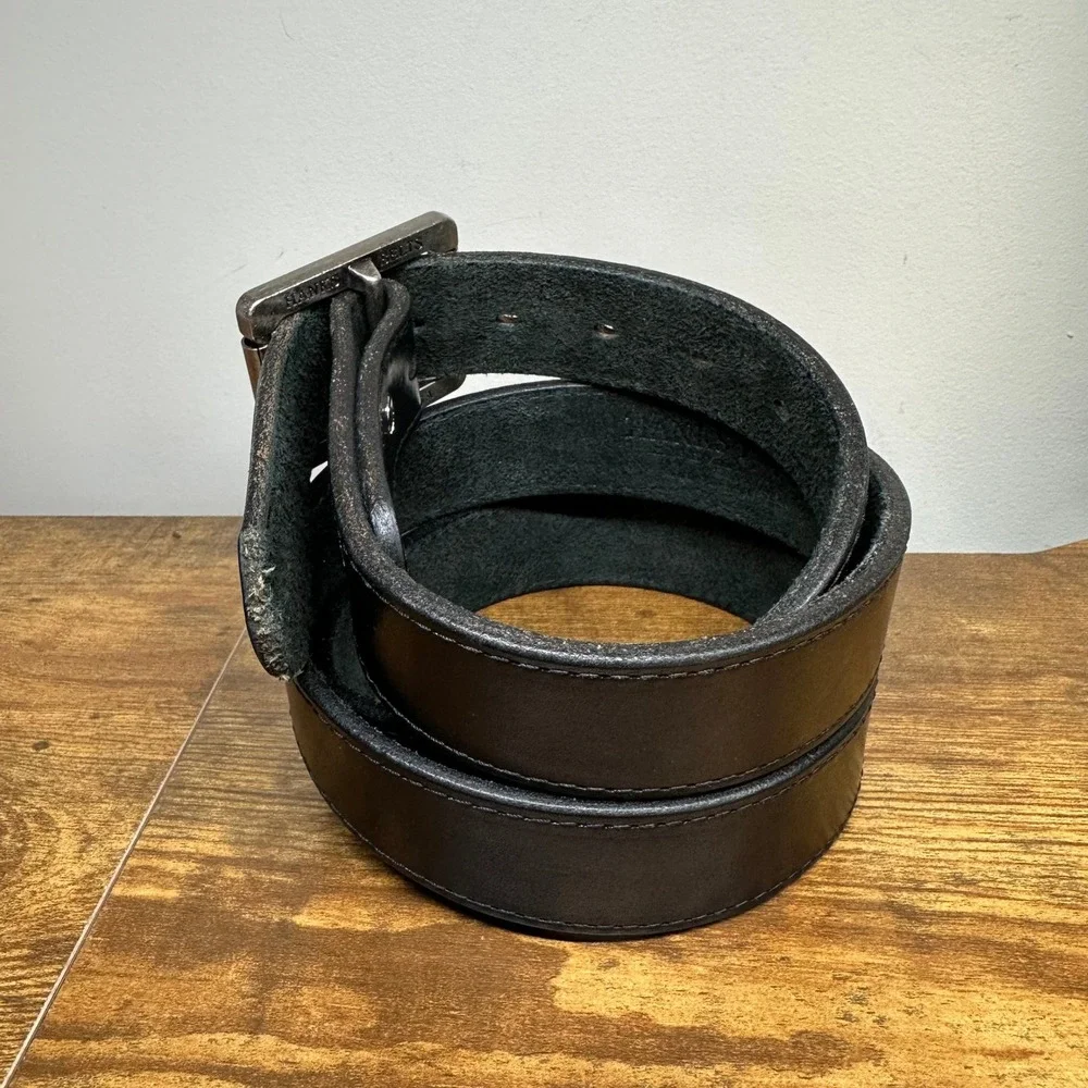 Hanks Belts Mens Black Leather Double Roller Heavy Duty Work Belt Size 48 USA